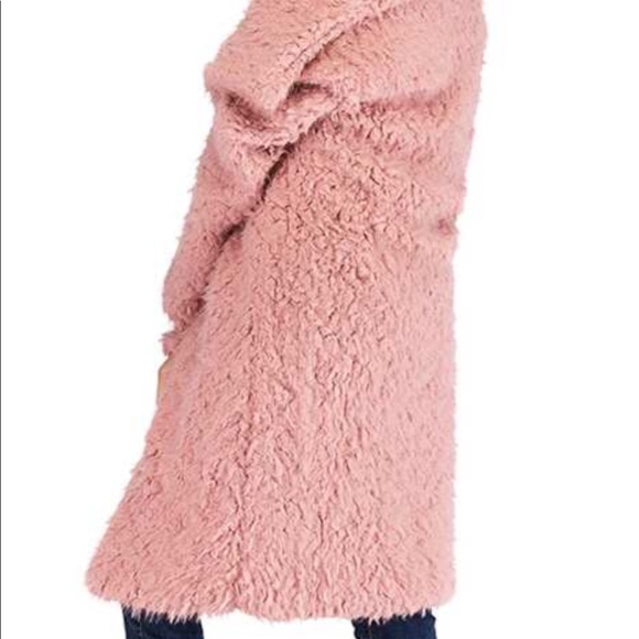 Long pink teddy coat - Picture 4 of 7